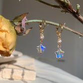 Star huggie hoops - Starburst Huggie Earrings - Glass star earrings